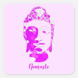 スピリチュアルピンク&ホワイト対称手描きブッダ スクエアシール