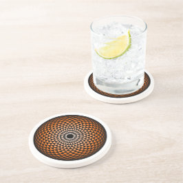 スピリチュアルブラックオレンジマンダラジオメトリックオリエンタル コースター