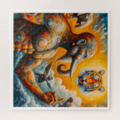 スピリチュアルマンゾウ虎カラフル ジグソーパズル (横)