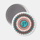 スピリチュアルマンダラオムシンボルターコイズ幾何学模様 マグネット (正面/裏面)