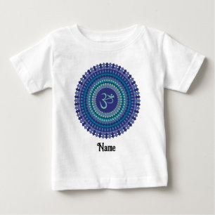 スピリチュアルマンダラムパープルアクアブルーカスタマイズ ベビーTシャツ