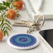 スピリチュアルマンダラムパープルアクアブルー万華鏡のように千変万化するパターン キーホルダー (側面)