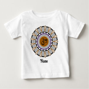 スピリチュアルマンダラヨガオムシンボルパープルカスタマイズ ベビーTシャツ
