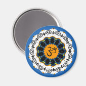 スピリチュアルマンダラヨガオムシンボルブルージオメトリック マグネット (正面/裏面)