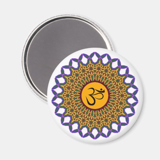 スピリチュアルマンダラヨガオムピーコック万華鏡のように千変万化するパターン マグネット (正面/裏面)