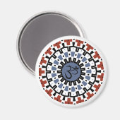 スピリチュアルマンダラヨガオムブルーラスト万華鏡のように千変万化するパターン マグネット (正面/裏面)