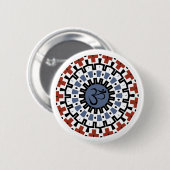 スピリチュアルマンダラヨガオムブルーラスト万華鏡のように千変万化するパターン 缶バッジ (正面&裏面)