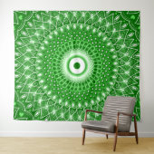 スピリチュアルモダン幾何エレガント緑曼荼羅 タペストリー (インサイチュ(横))