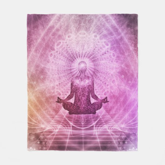 スピリチュアルヨガ瞑想カラフル禅 フリースブランケット (正面)