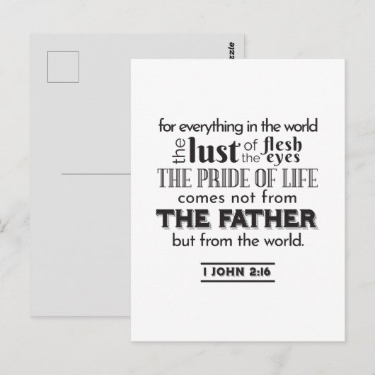 スピリチュアルリフレクションアート – 1 John 2:16 ポストカード (正面/裏面)