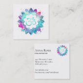 *~*スピリチュアルロータスフラワーマンダラOmオウム記号 スクエア名刺 (正面/裏面)