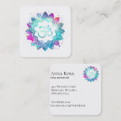 *~*スピリチュアルロータスフラワーマンダラOmオウム記号 スクエア名刺 (正面/裏面)