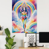 スピリチュアル女神ソウルトラベルレインボーオーラウーマン ポスター (ホームオフィス)