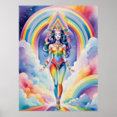 スピリチュアル女神ソウルトラベルレインボーオーラウーマン ポスター (正面)