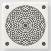スピリチュアル白黒マンダラジオメトリックアート ストーンコースター (正面)