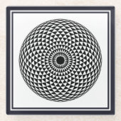 スピリチュアル白黒マンダラジオメトリックオリエンタル ガラスコースター (正面)