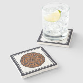 スピリチュアル白黒マンダラジオメトリックオリエンタル ストーンコースター (横)