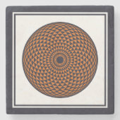 スピリチュアル白黒マンダラジオメトリックオリエンタル ストーンコースター (正面)