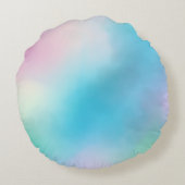 スピリチュアル神は愛ブルーイエローデイジー花モ ラウンドクッション (裏面)