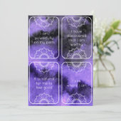 スピリチュアル紫色の水彩確認セットカード 招待状 (スタンド正面)