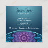 スピリチュアル紫色の花、青の海 スクエア名刺 (裏面)