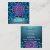 スピリチュアル紫色の花、青の海 スクエア名刺 (正面/裏面)