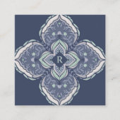スピリチュアル装飾ホリスティックフローラマンダラブルー スクエア名刺 (正面)