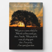 スピリチュアル詩と樫の木のプラークでメモリアル フォトプラーク (正面)
