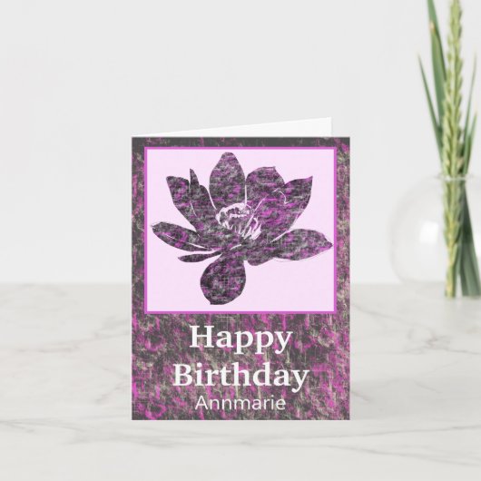 スピリチュアル部分紫ロータスフラワー誕生日カード カード (正面)