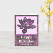 スピリチュアル部分紫ロータスフラワー誕生日カード カード (黄色い花)