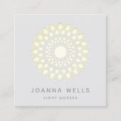 スピリチュアル金ゴールドロータスマンダラスクエアビジネスカード スクエア名刺 (正面)