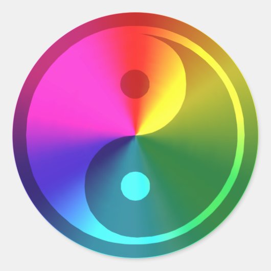 スピリチュアル陰陽 – レインボーデザイン ラウンドシール (正面)