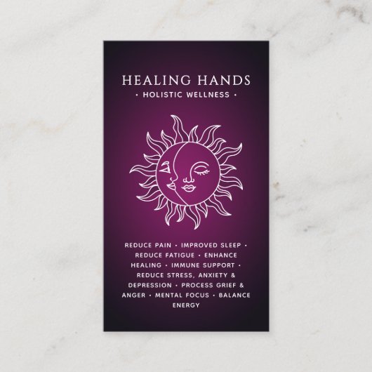 スピリチュアル/代替ウェルネスサン&ムーンヒーラー 名刺 (正面)