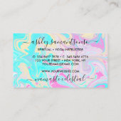 スピリチュアル〔占星術の〕十二宮図グラデーションティール(緑がかった色)ピンクマーメイド 名刺 (裏面)