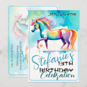 スピリッカラフルトポニー12誕生日招待状 招待状 (正面/裏面)
