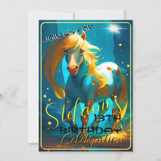 スピリッカラフルトポニー23誕生日招待状 招待状 (正面)
