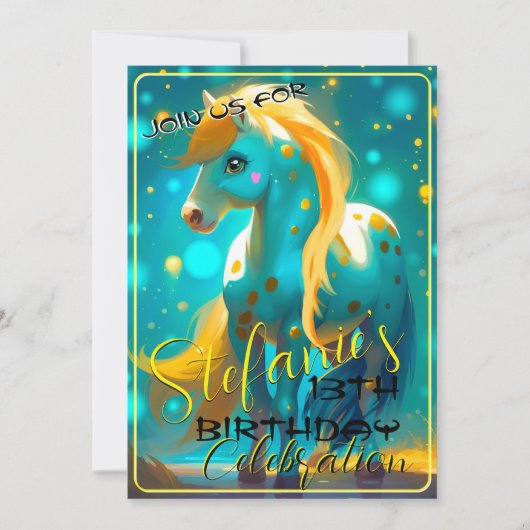 スピリッカラフルトポニー26誕生日招待状 招待状 (正面)
