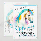 スピリッカラフルトポニー7誕生日招待状 招待状 (正面/裏面)
