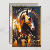 スピリッカラフルトポニー70誕生日招待状 招待状 (正面/裏面)