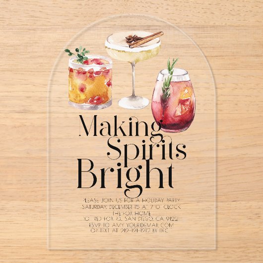 スピリッツのブライトカクテルクリスマスパーティー アクリル招待状 (正面)