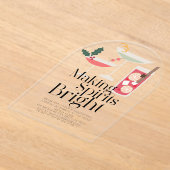 スピリッツの明るいカクテルを作るクリスマスパーティー アクリル招待状 (レイダウン)