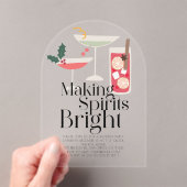 スピリッツの明るいカクテルを作るクリスマスパーティー アクリル招待状 (インサイチュ (ポータブル))
