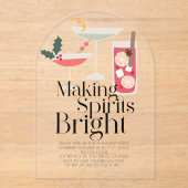 スピリッツの明るいカクテルを作るクリスマスパーティー アクリル招待状 (正面)