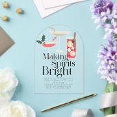 スピリッツの明るいカクテルを作るクリスマスパーティー アクリル招待状 (インサイチュ (ウェディング))