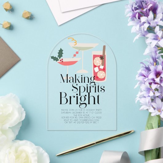 スピリッツの明るいカクテルを作るクリスマスパーティー アクリル招待状 (インサイチュ (ウェディング))