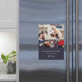 スピリッツの明るいネイビーブルークリスマス磁気カード