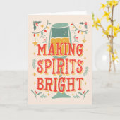 スピリッツの明るいワインクリスマスカードを作る カード (黄色い花)