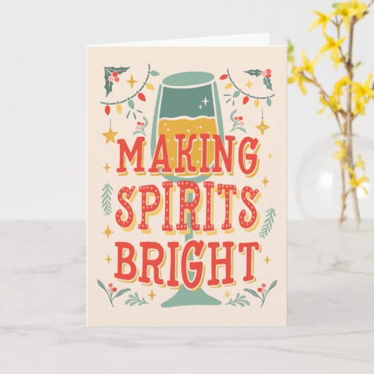 スピリッツの明るいワインクリスマスカードを作る カード (黄色い花)