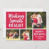 スピリッツの明るい赤のスクリプトフォトコラージュ シーズンカード (正面)