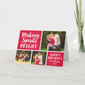 スピリッツの明るい赤のスクリプトフォトコラージュ シーズンカード (正面)
